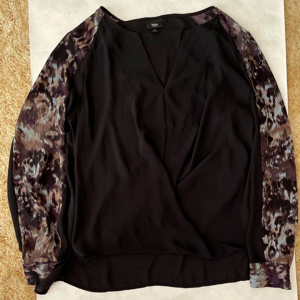 long sleeve blouse with printed sleeves